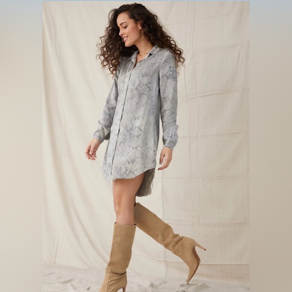 Bella Dahl Anaheim Hipster Dress in Gray Snake Print; Size S - Picture 2 of 14